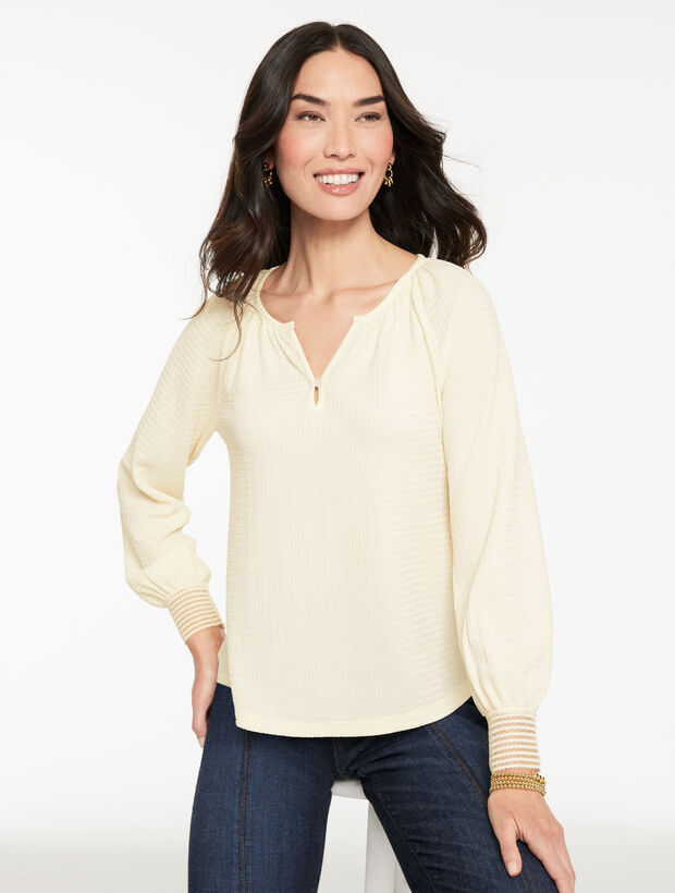 Crinkle Split Neck Top