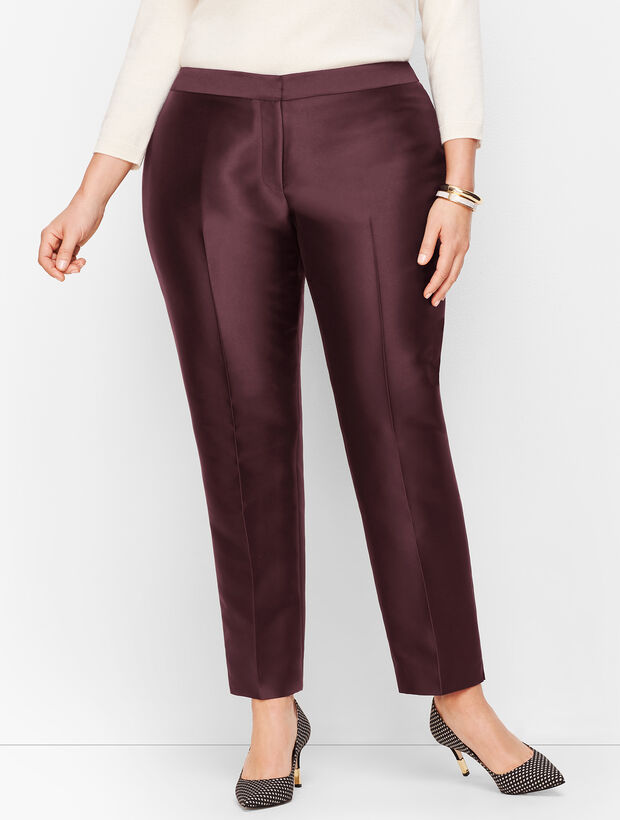 Plus Size Silk Gazar Tailored Ankle Pants