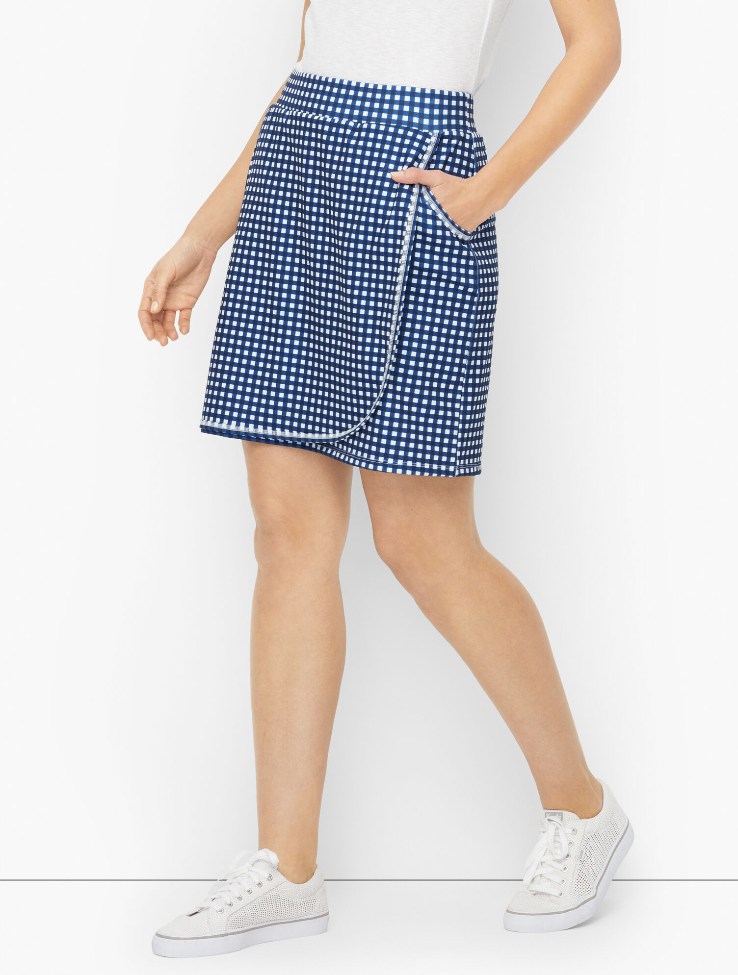On the Move Wrap Skort Gingham Talbots