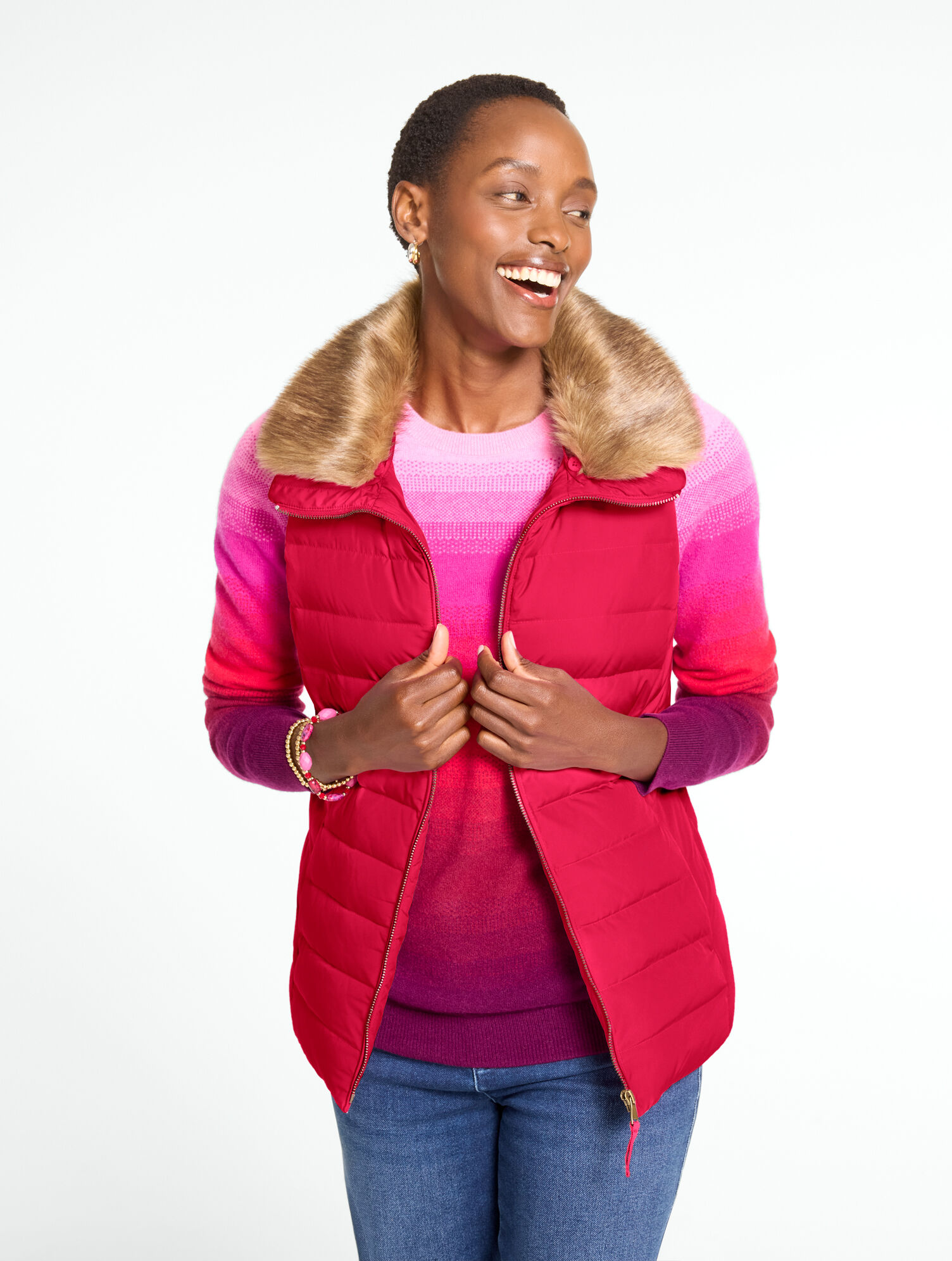 Faux Fur Collar Puffer Vest