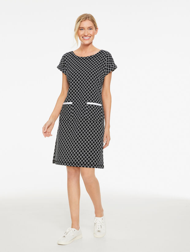 French Terry Short Sleeve Dress - Abstract Floral
