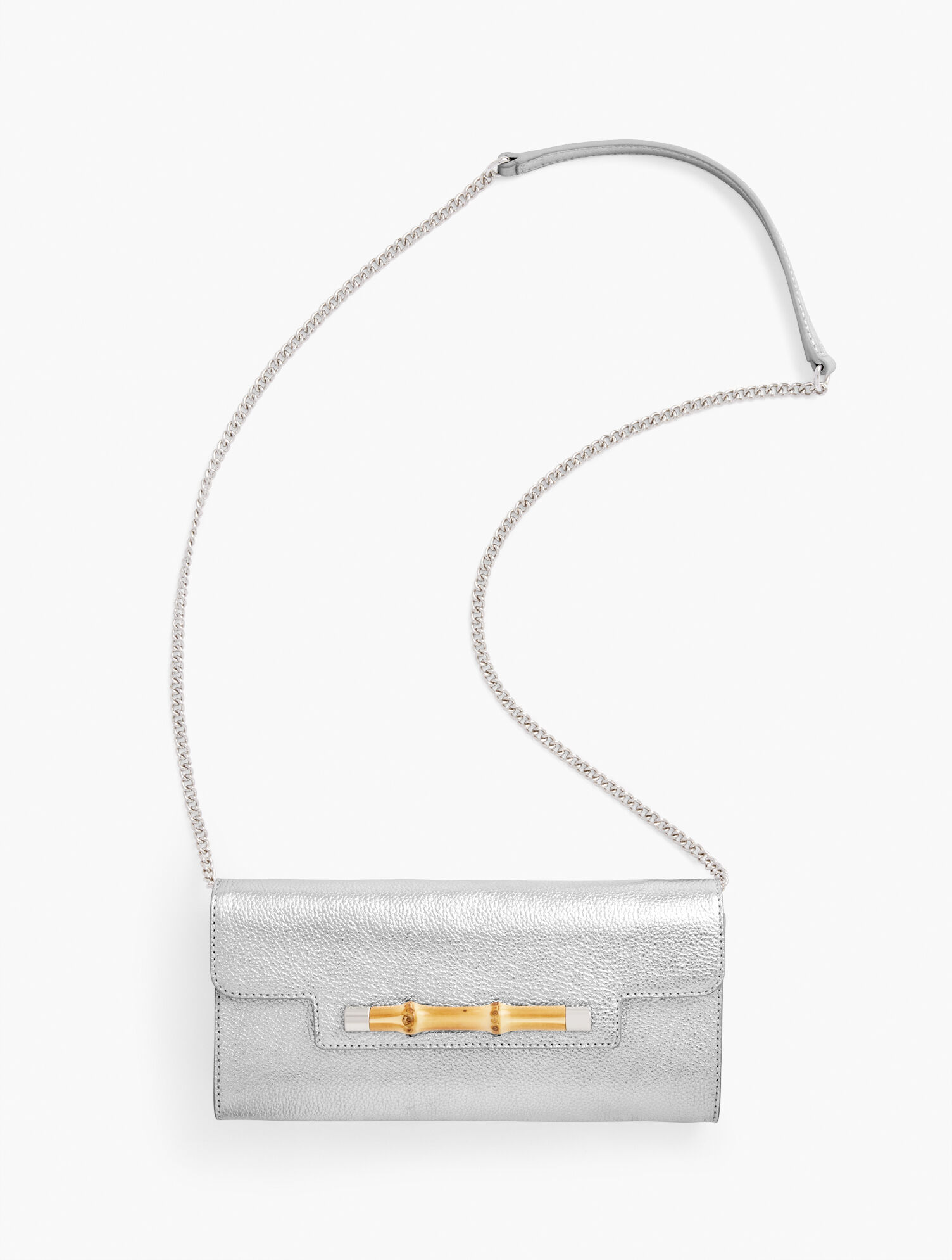 Metallic Leather Bamboo Clutch