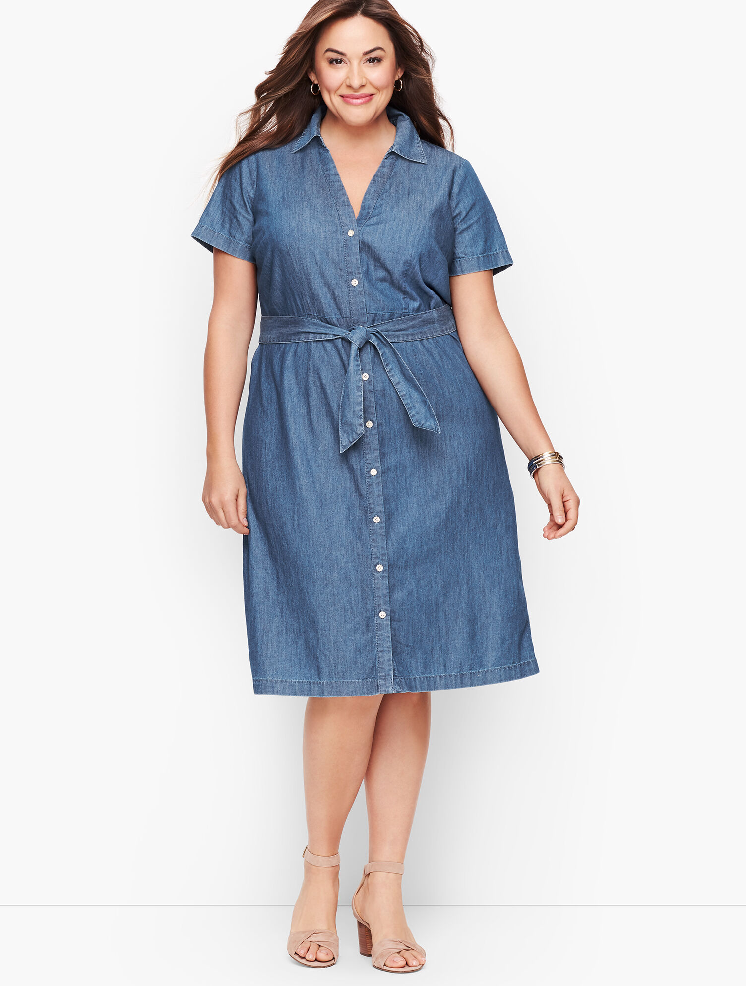 Plus Size Exclusive A-Line Dress - Denim