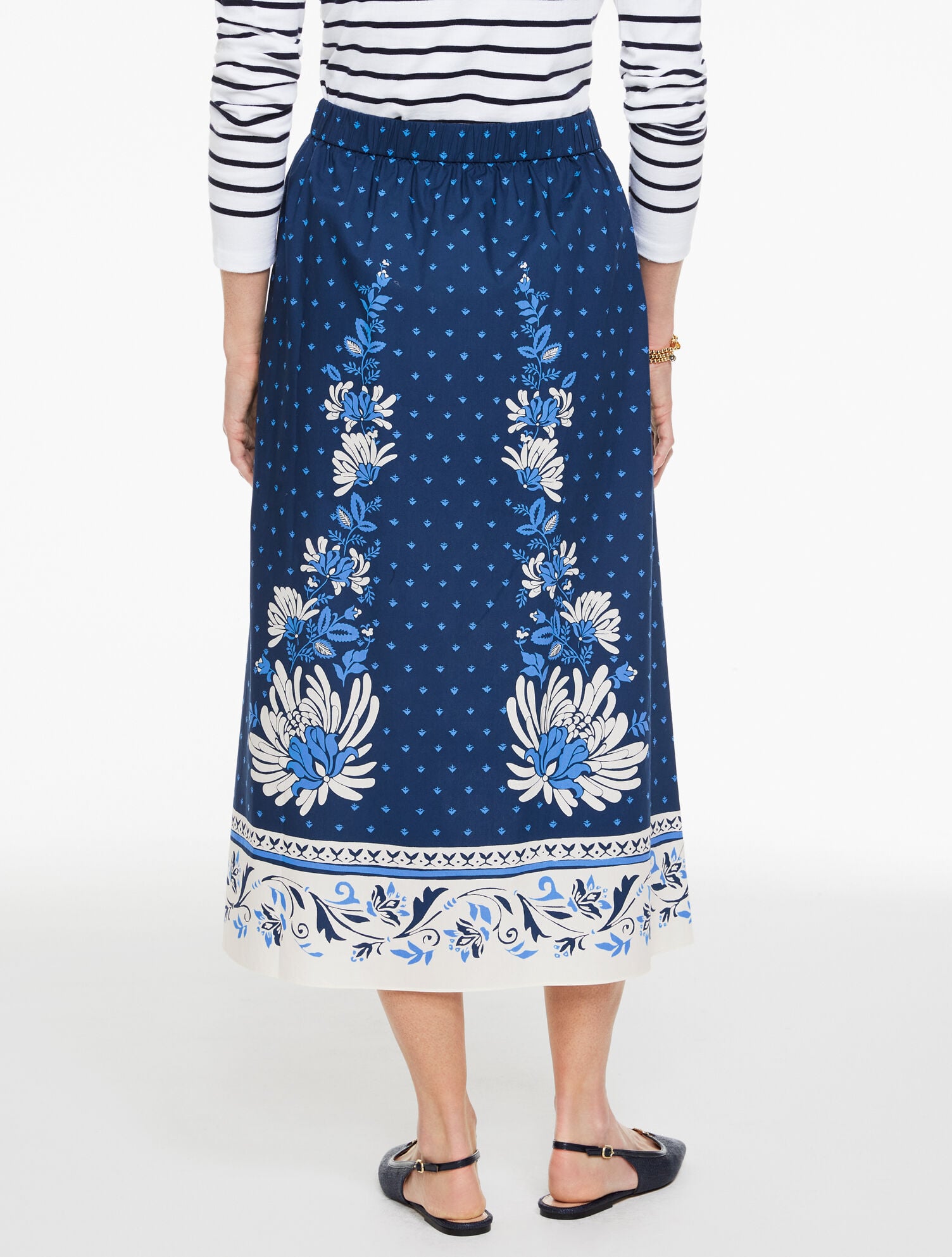 Modern Poplin Fit &amp; Flare Skirt - Foulard Floral