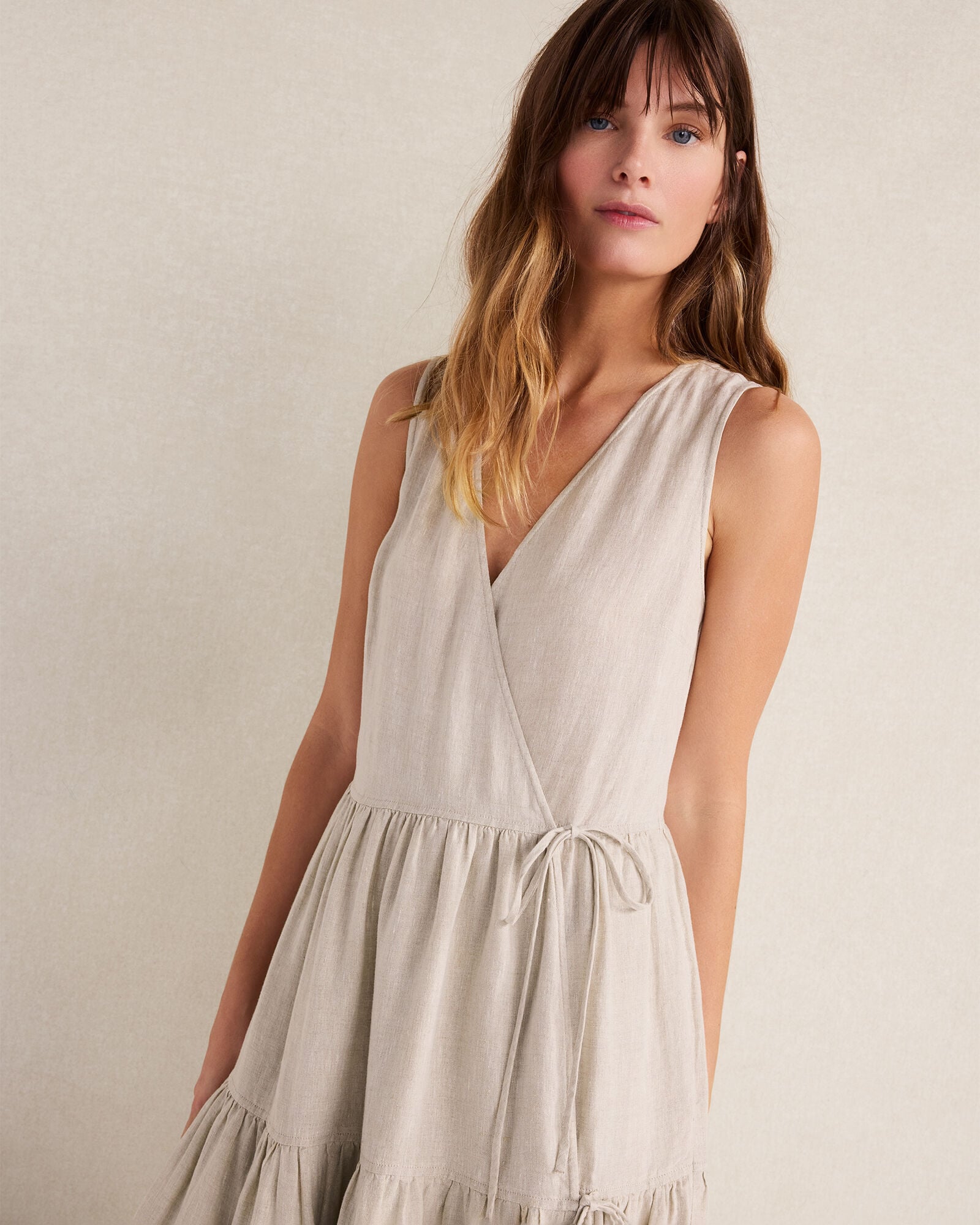 Everweave Linen Tiered Wrap Dress