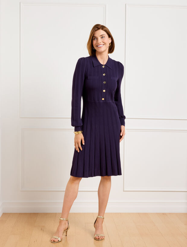 Ribbed Fit &amp; Flare Sweater Dress