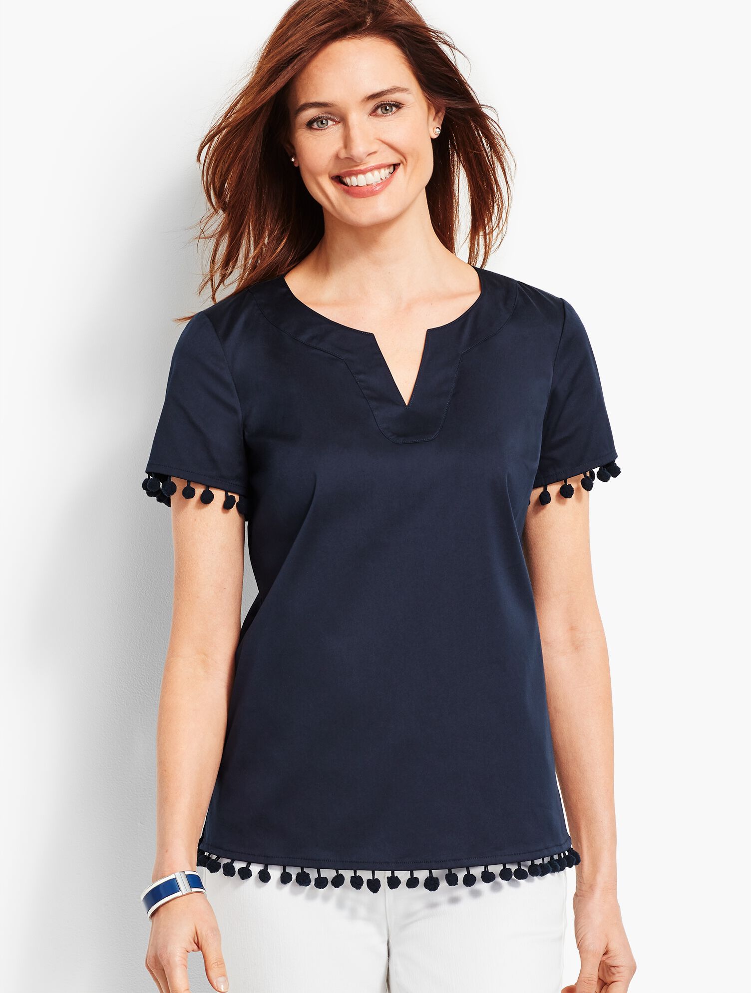 Poplin Pom-Pom Top