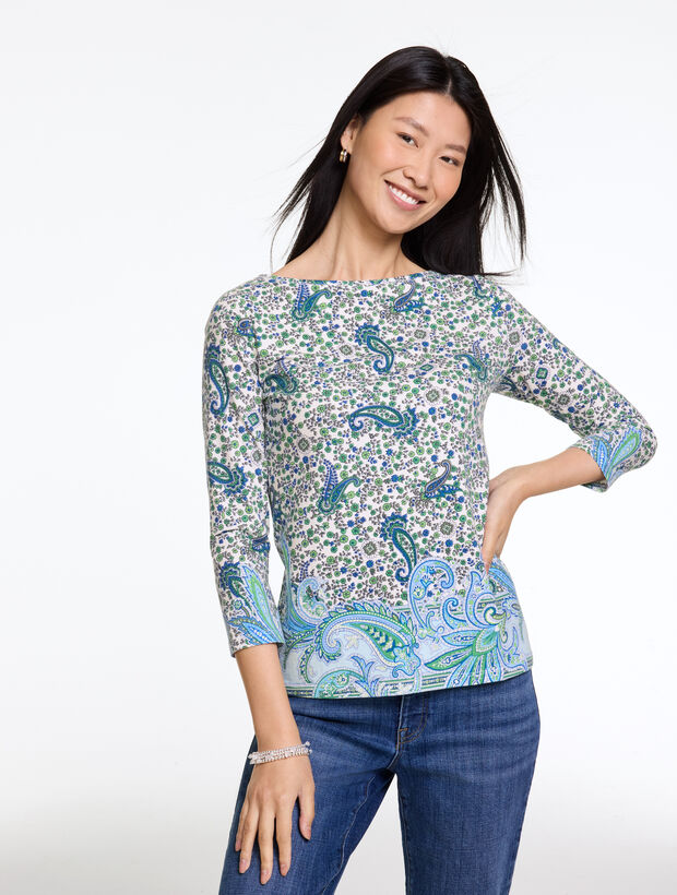 Bateau Neck Tee - Heritage Paisley