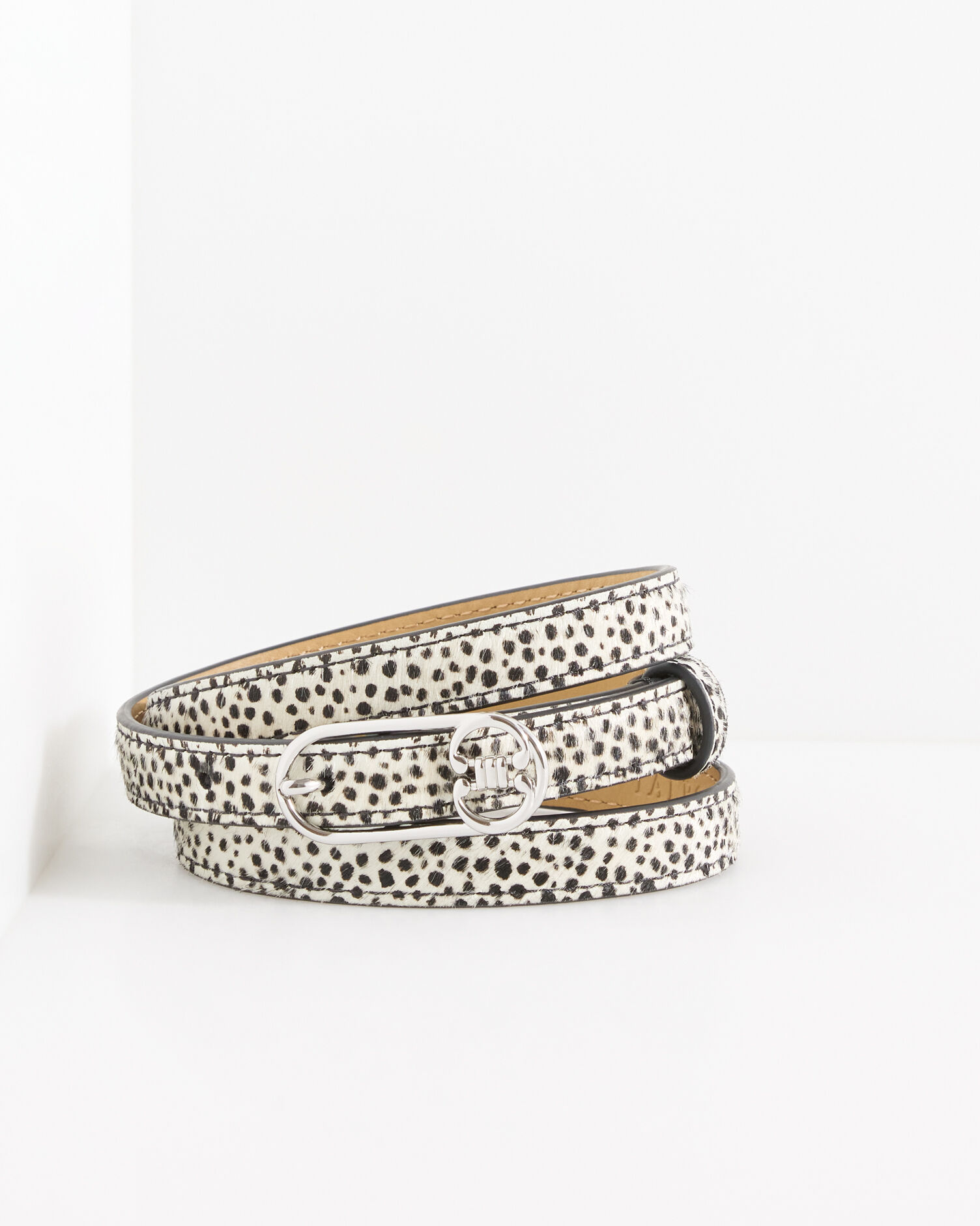 Dotted Calf Hair Slim Belt