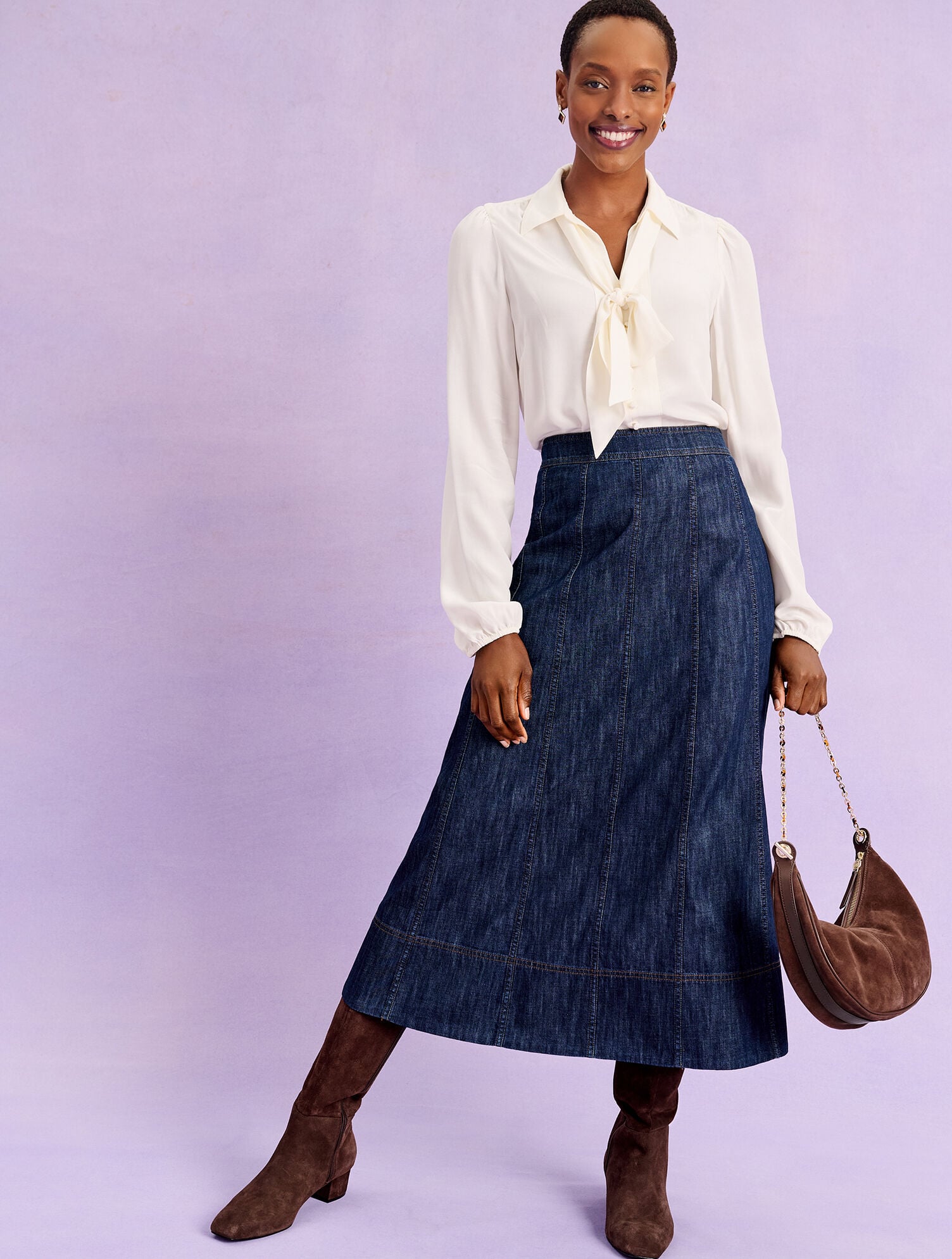 Denim Fit &amp; Flare Skirt - Harbor Wash