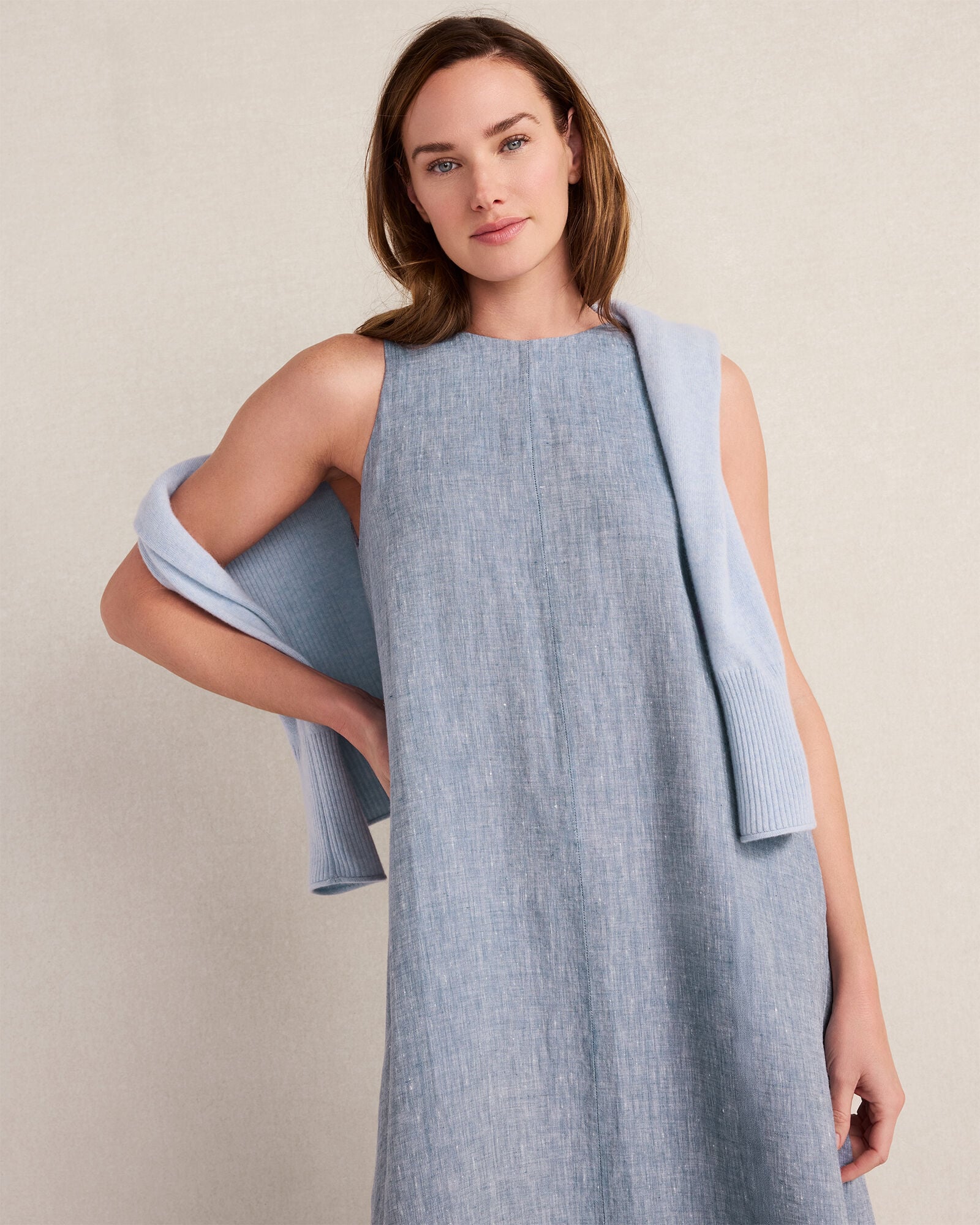 Linen Boat Neck Maxi Dress