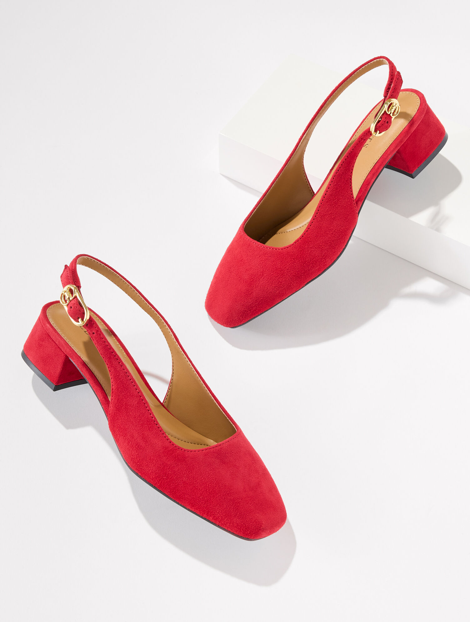 Eliana Slingback Block Heel Pumps - Suede