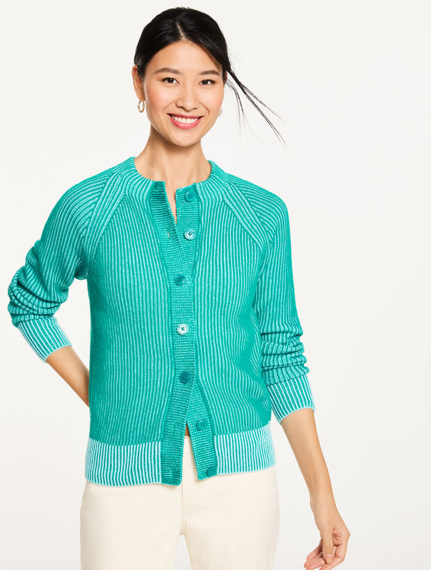 Shaker Stitch Crewneck Cardigan