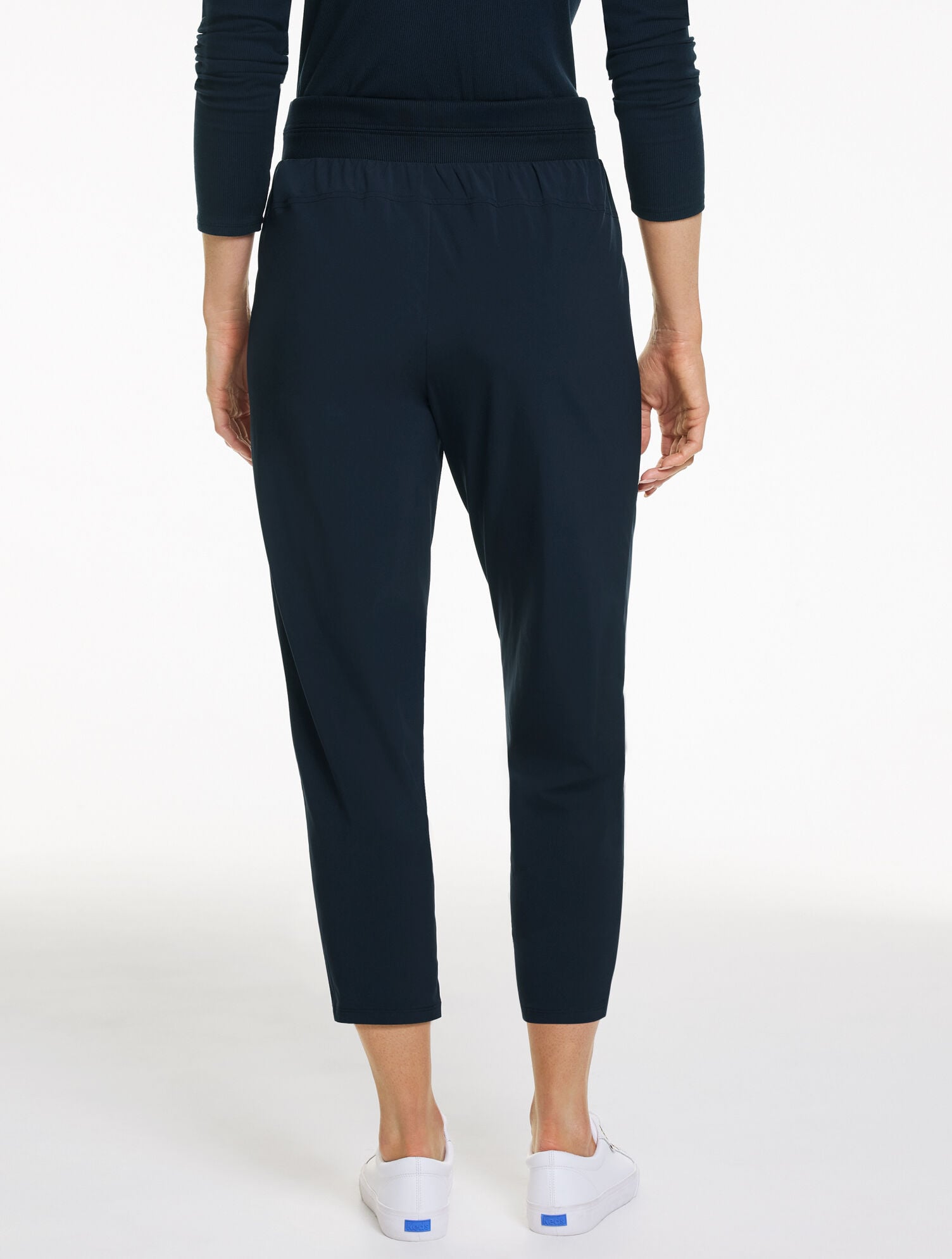 Lightweight Woven Stretch Straight Crop Pants