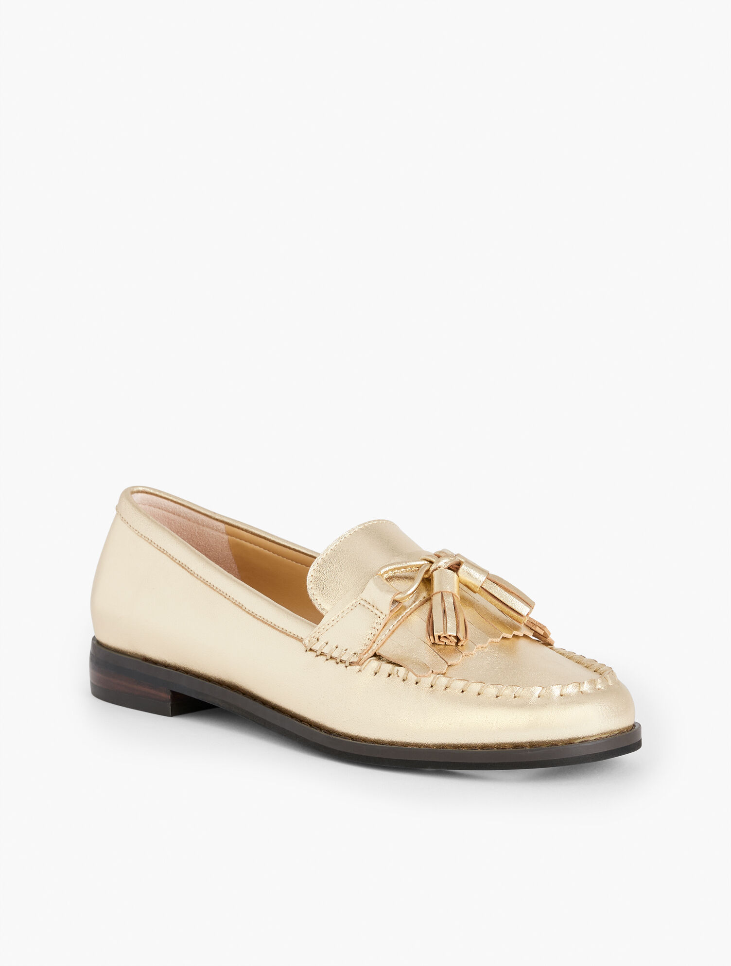 Laura Tassel Leather Loafers Metallic Talbots