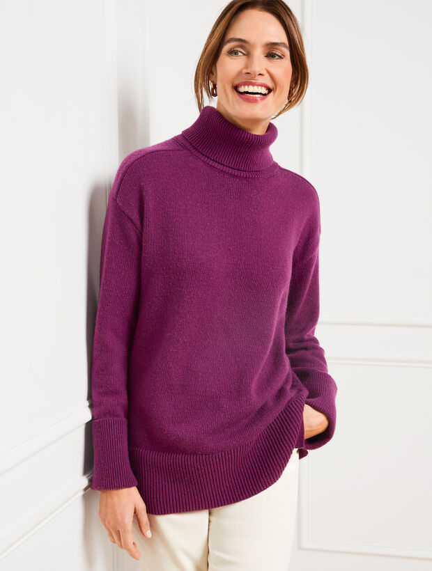Turtleneck Dropped Shoulder Sweater and Skirt Set main image 0