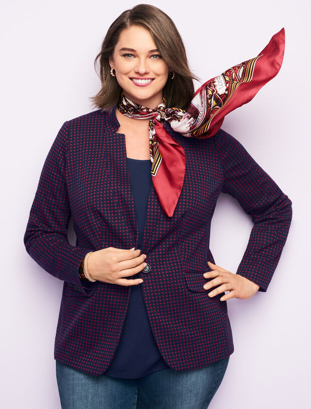 Plus Size Jacquard Check Blazer Talbots