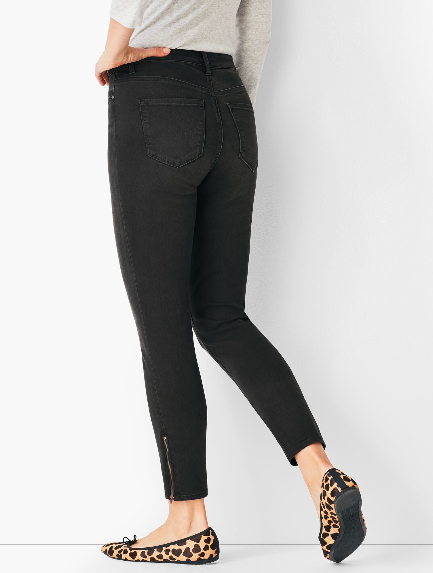 Comfort Stretch Zip Hem Denim Jeggings - Washed Black