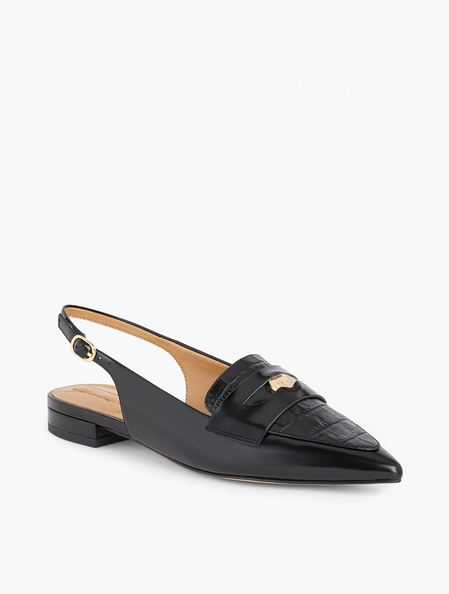 Scarlet Embossed Slingback Flats