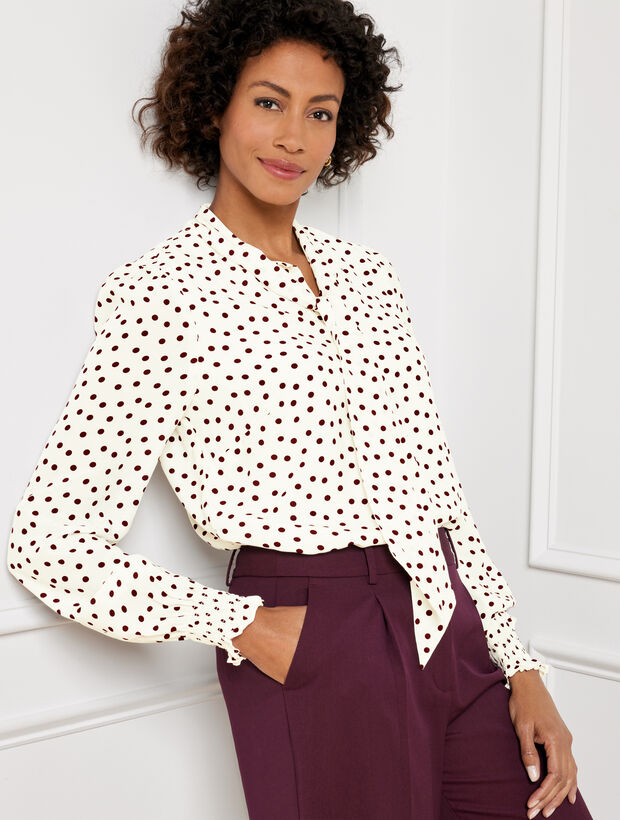 Tie Neck Top - Flirty Dot