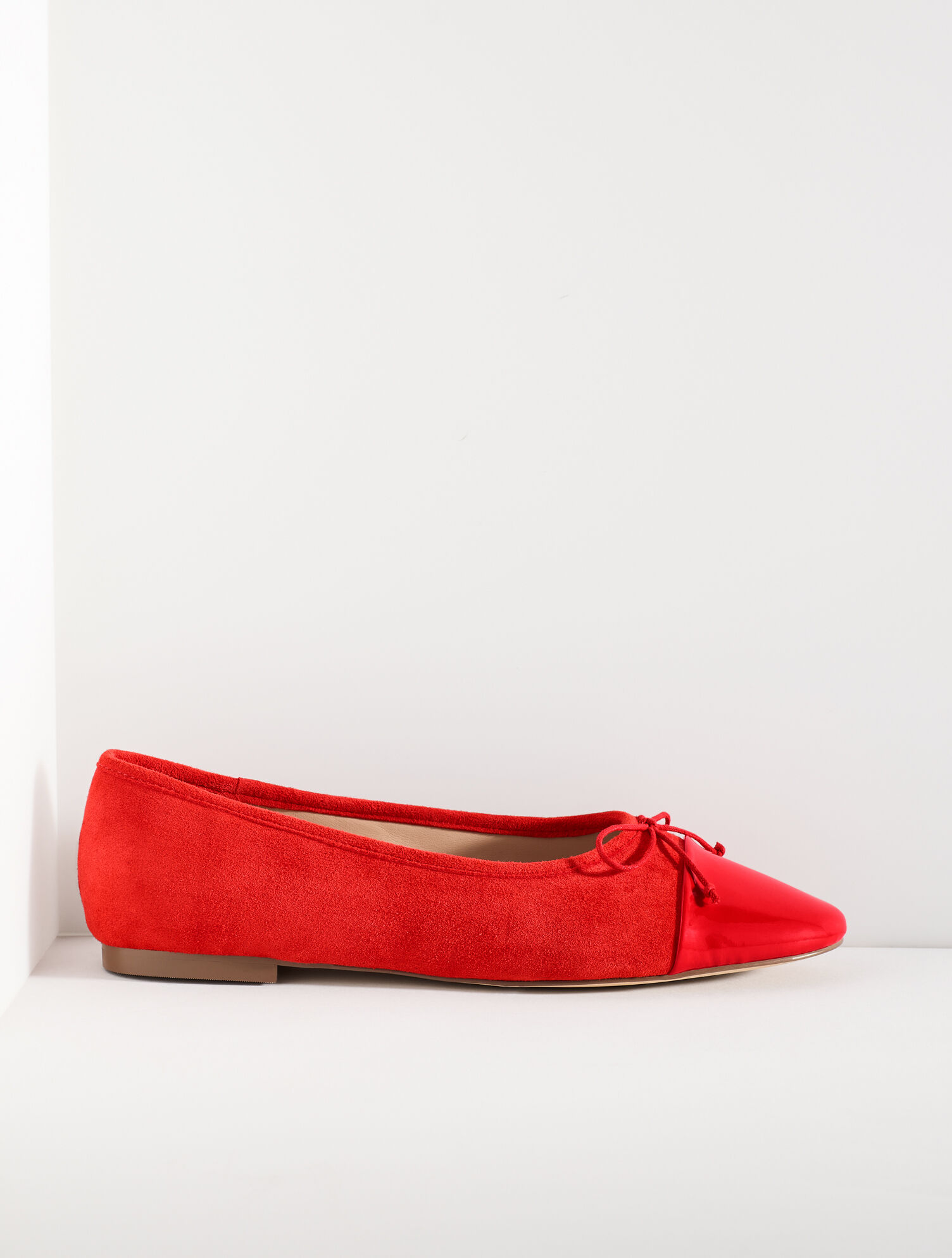 Ansly Suede Patent Leather Ballet Flats