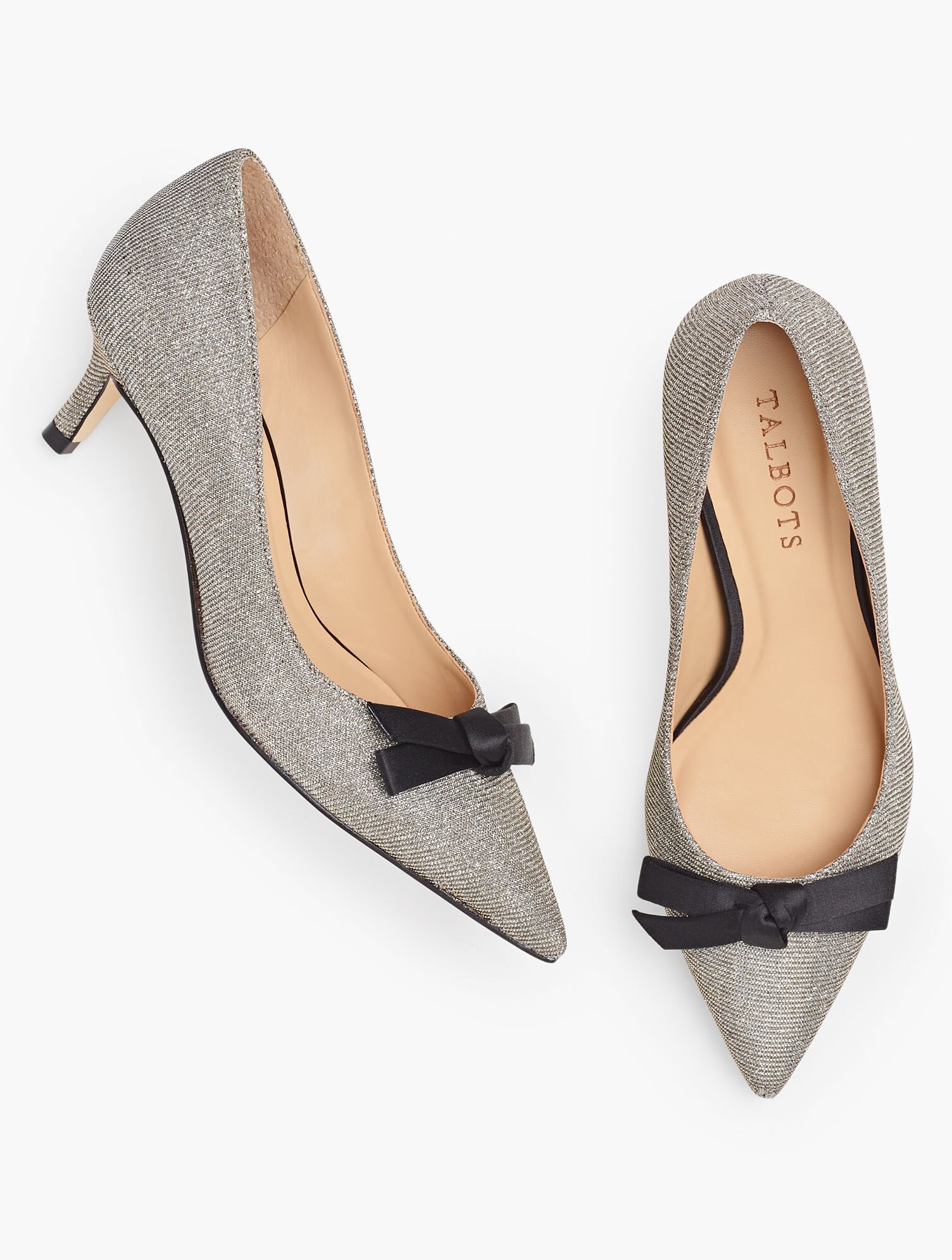 Erica Bow Detail Kitten Heel Pumps - Metallic
