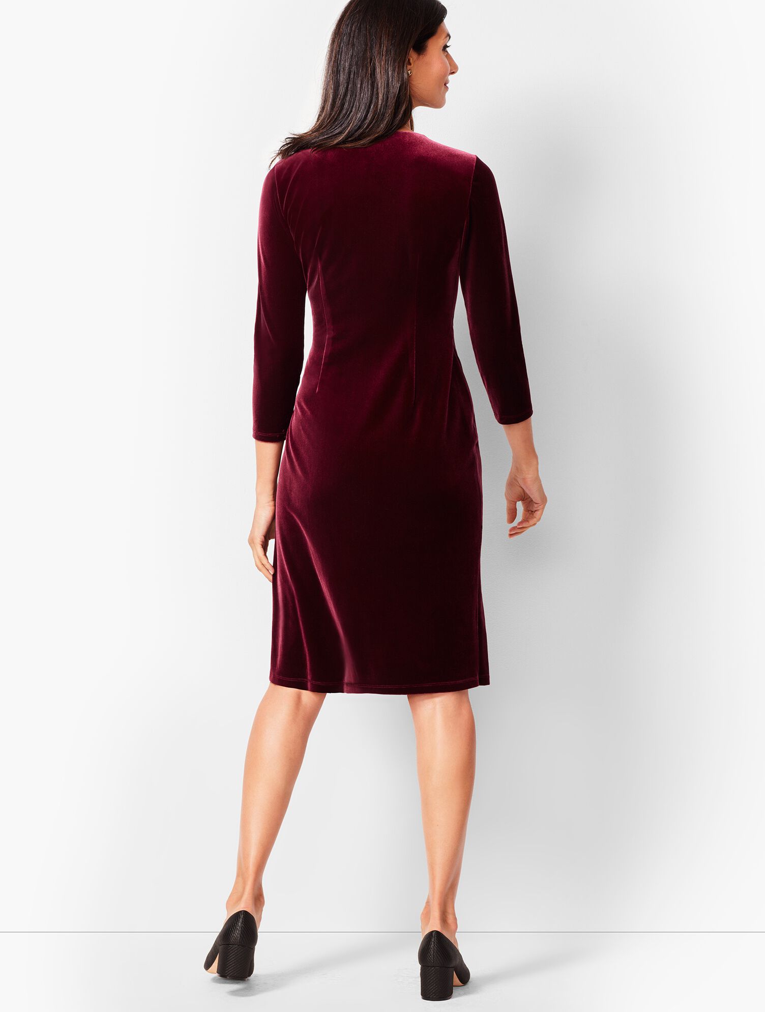 Velvet Faux-Wrap Sheath Dress