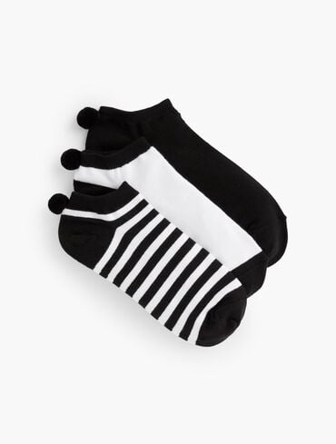 Three Pair Pom Pom Socks