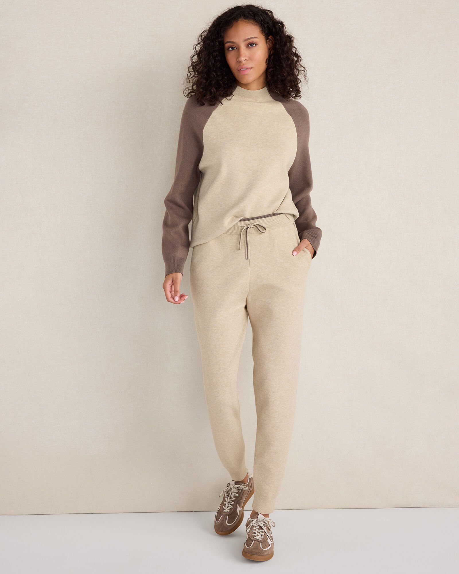 Viscose Blend Colorblock Crewneck