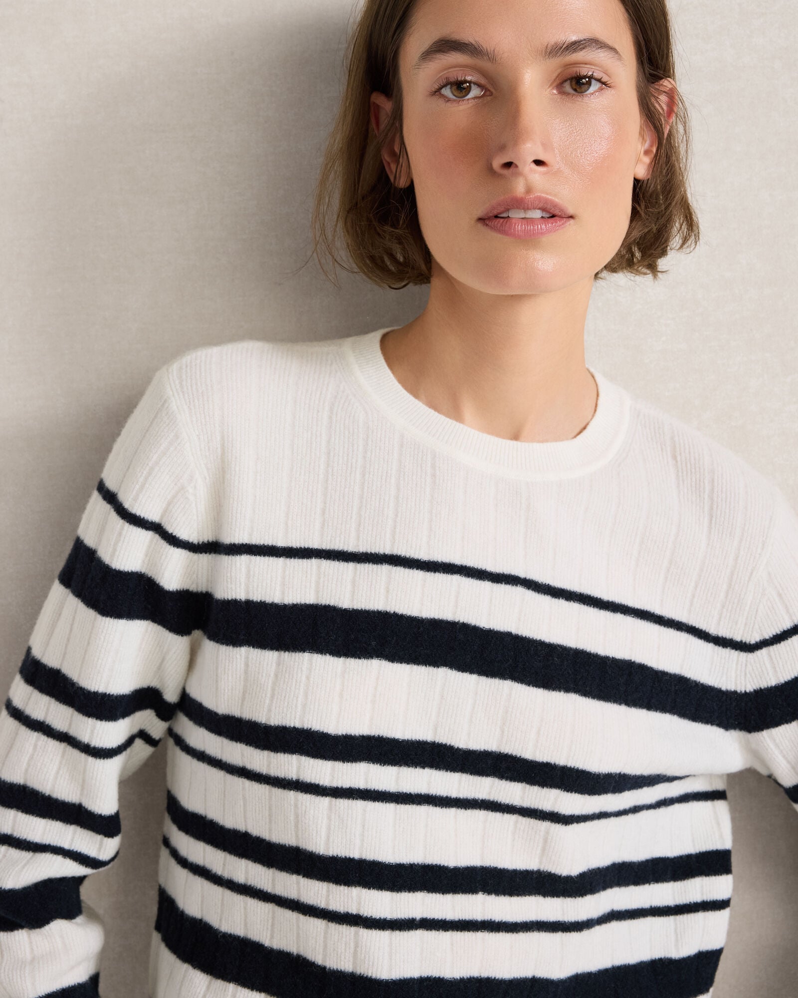 Merino Wool Blend Striped Crewneck Sweater - thumbnail 4