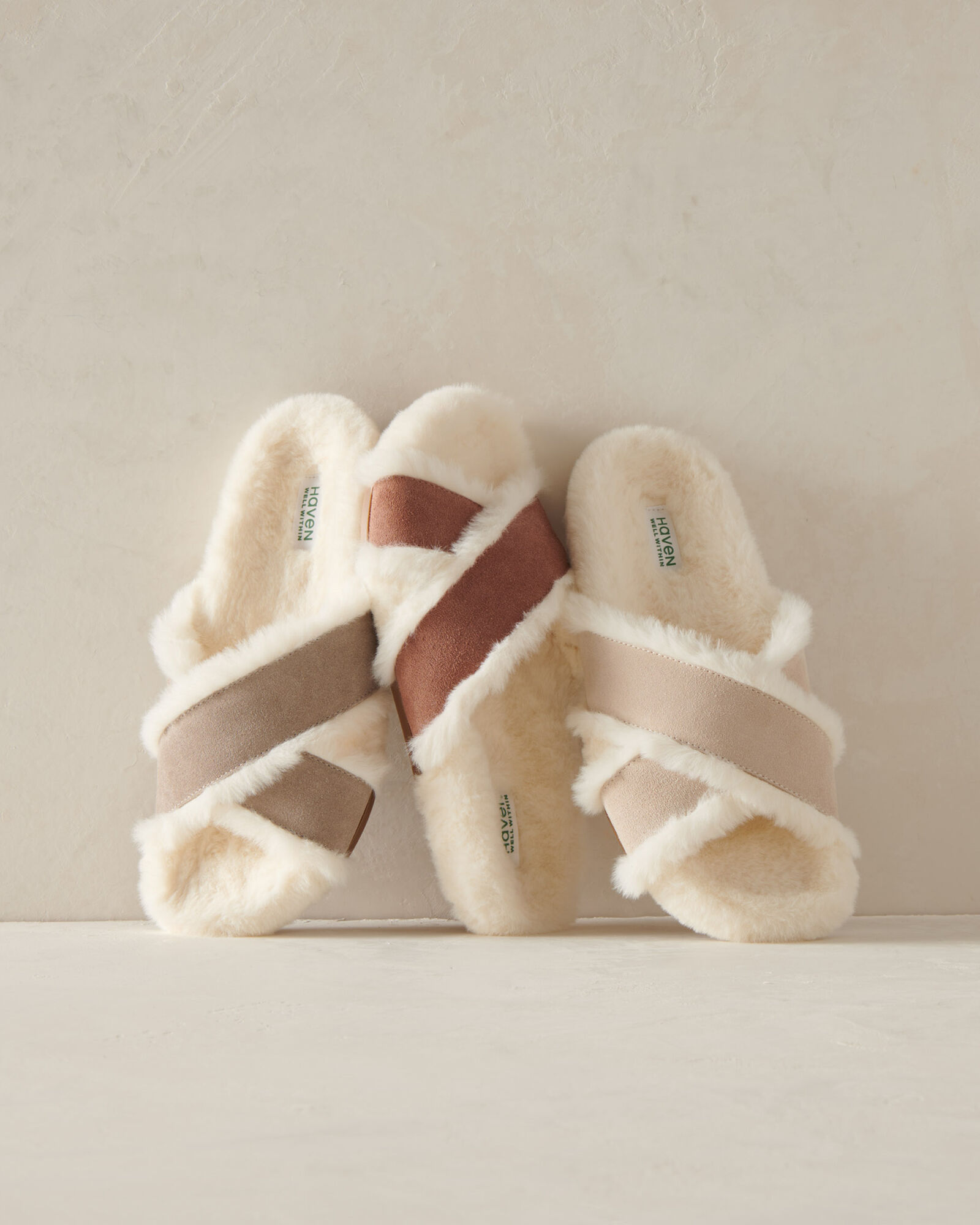 Faux Fur Criss-Cross Structured Slides | Haven Well Within