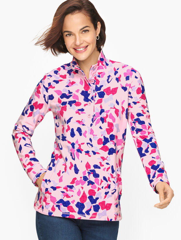 Fun Floral Button Half Placket Top