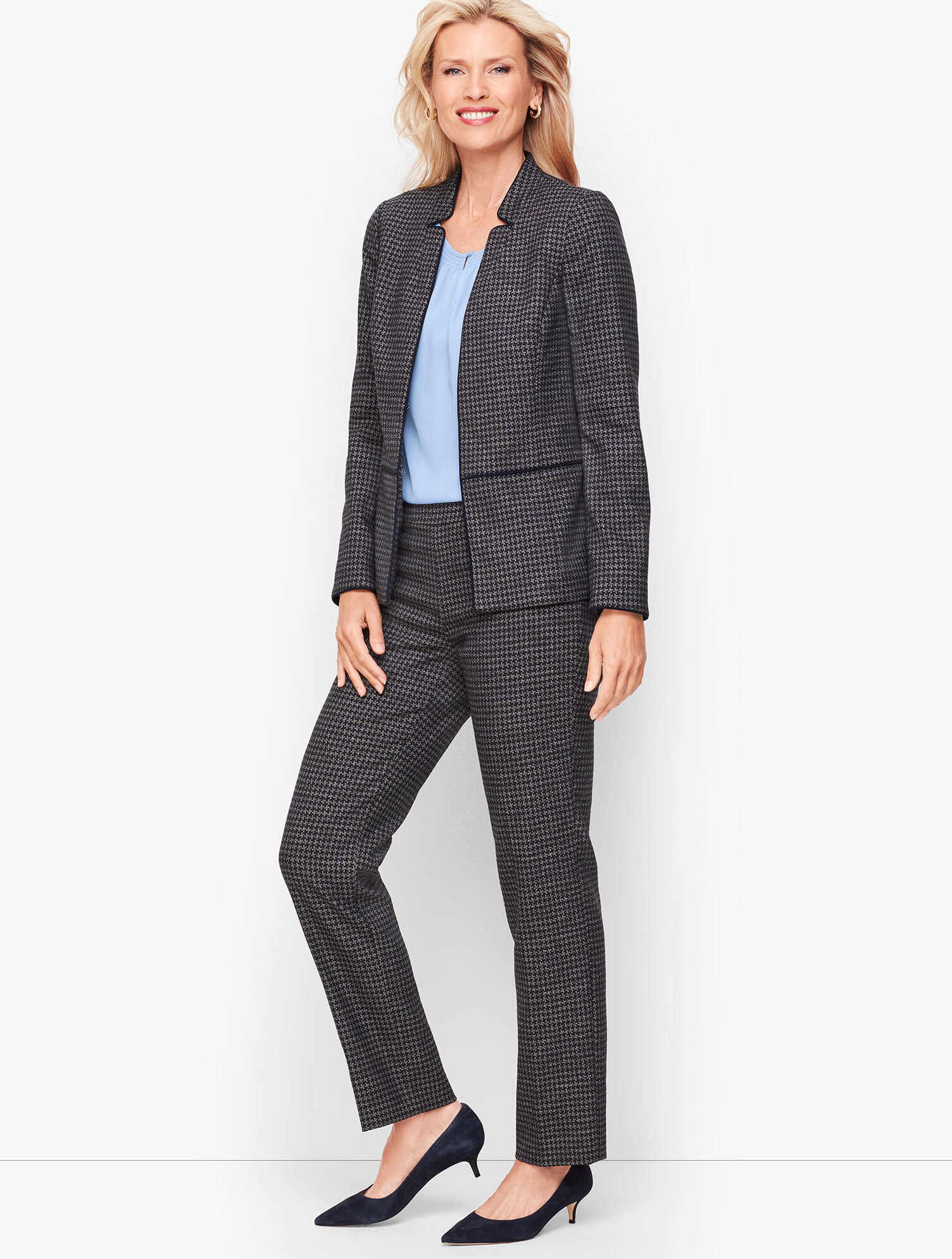 Stretch Houndstooth Tweed Jacket