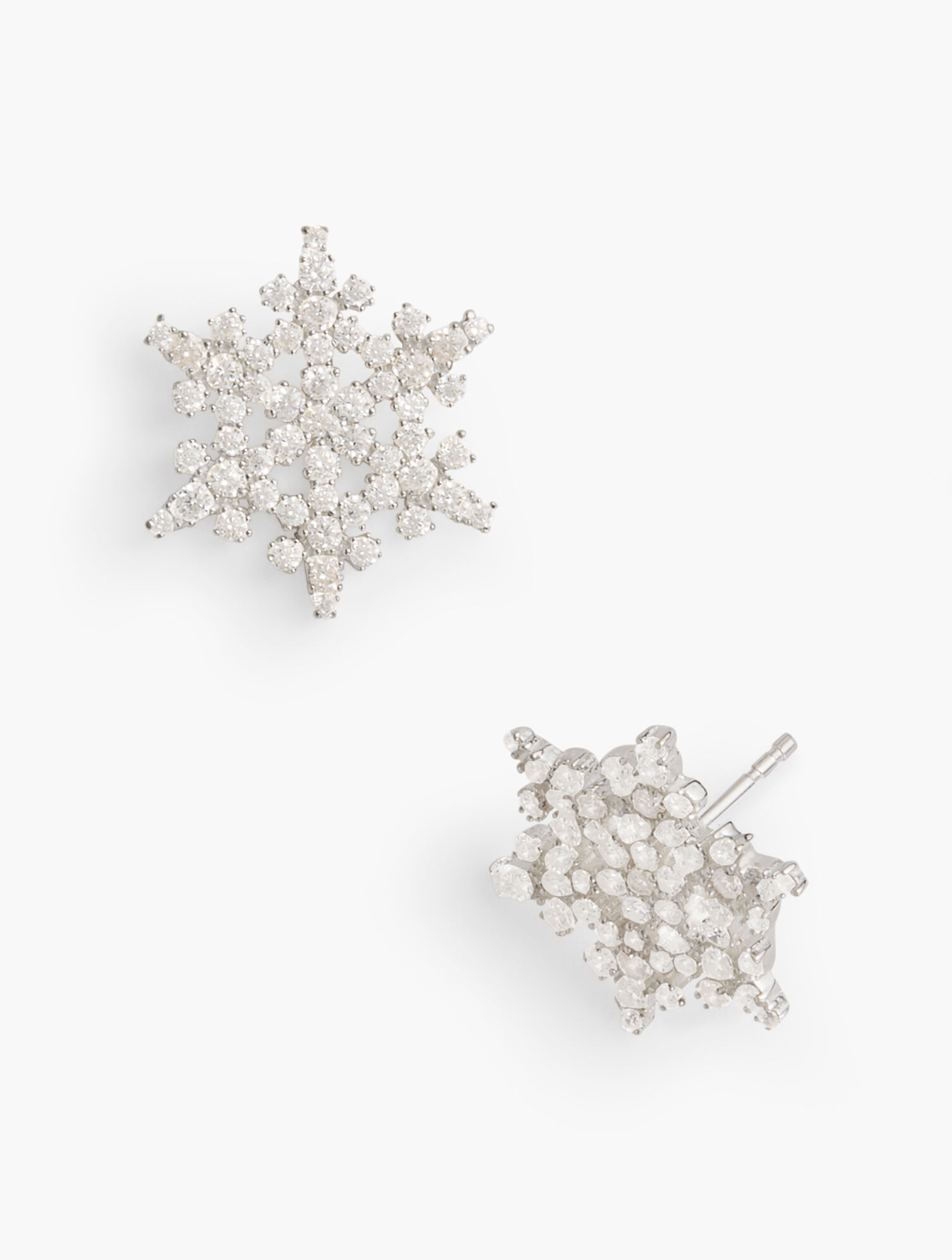 Sterling Silver Crystal Snowflake Earrings