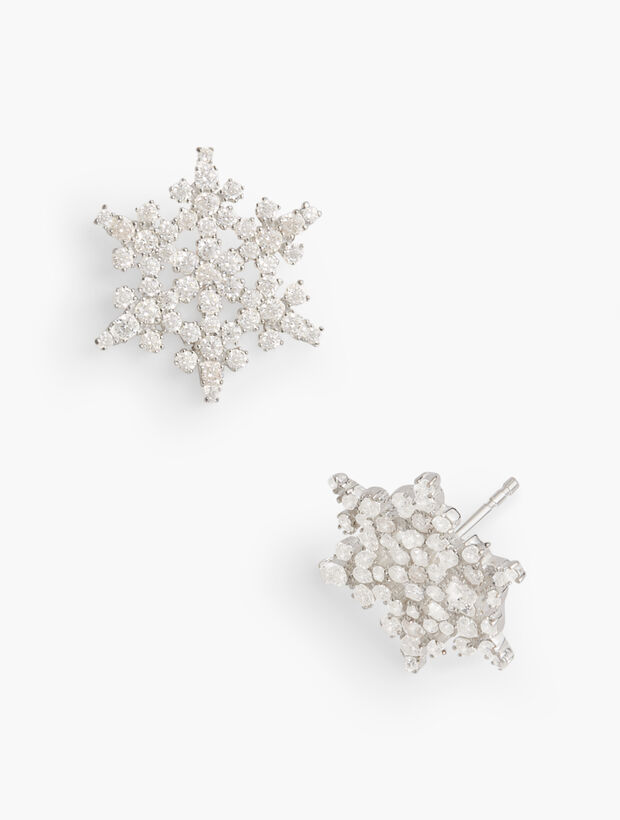 Sterling Silver Crystal Snowflake Earrings