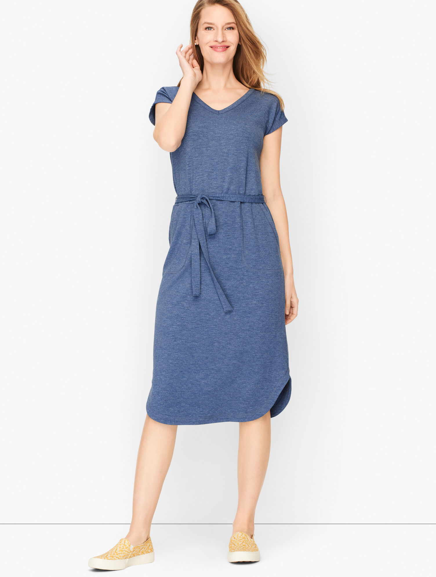 Double V-Neck Terry Dress - Solid | Talbots