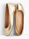 Penelope Scalloped Ballet Flats - Metallic Napa Leather