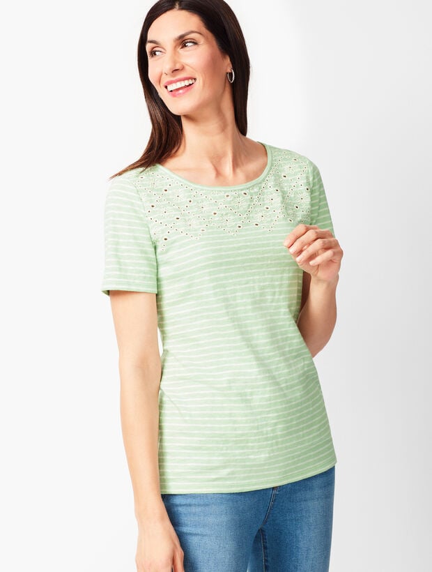 Stripe Embroidered Tee