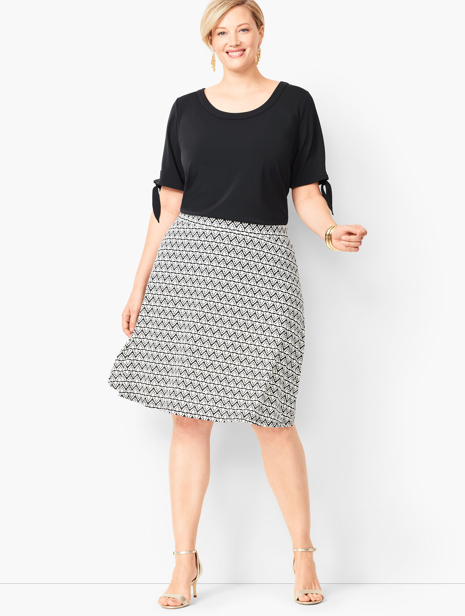 Plus Size Knit Jersey Skirt - Diamond Print | Talbots