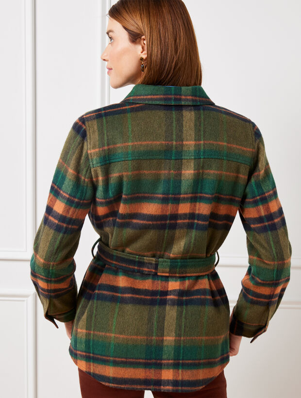 Belted Shirt Jacket Plaid Talbots