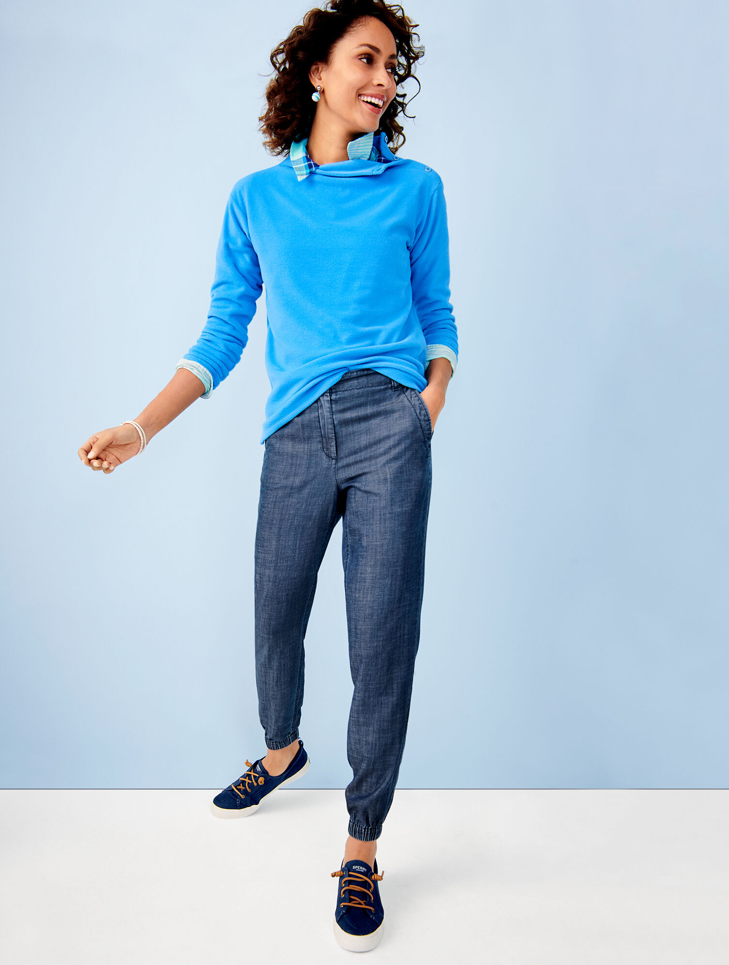 Tapered Twill Joggers - TENCEL&trade; Chambray
