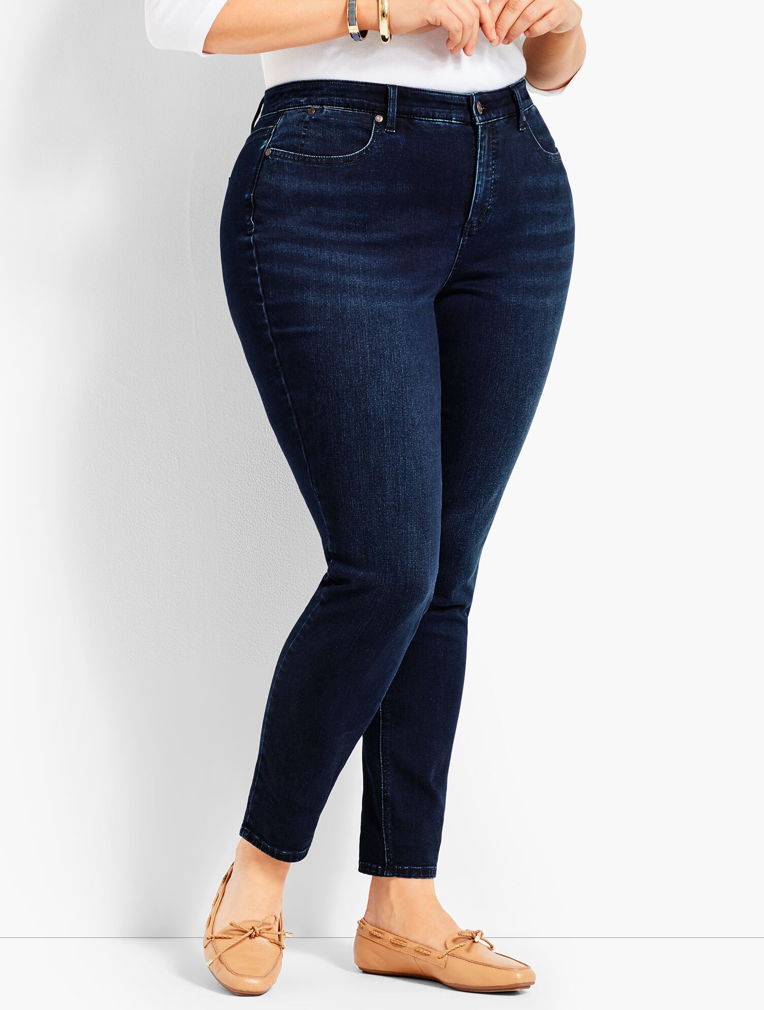 Plus Size Exclusive Comfort Stretch Denim Slim Ankle Jeans Curvy