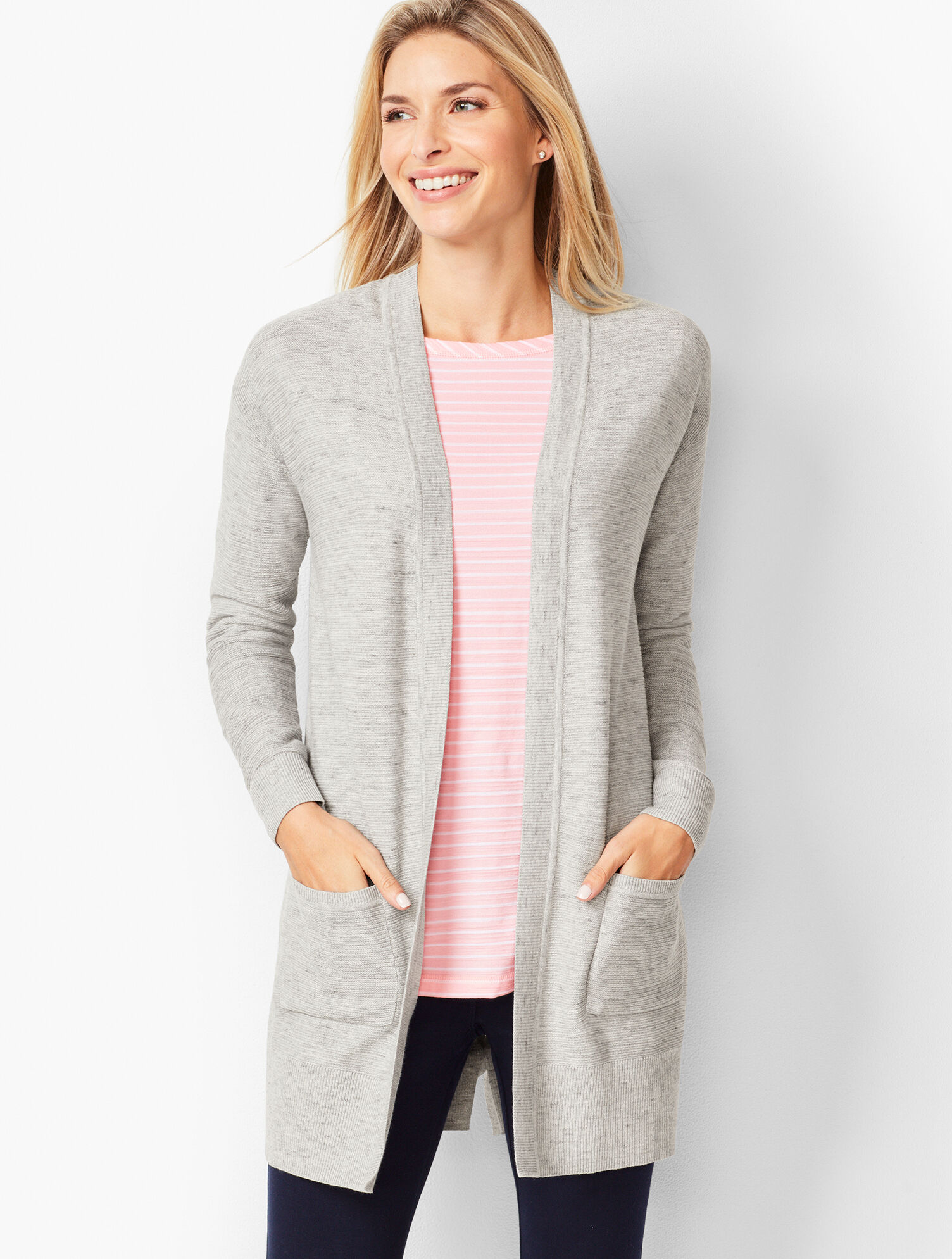 Space-Dyed Open-Front Cardigan