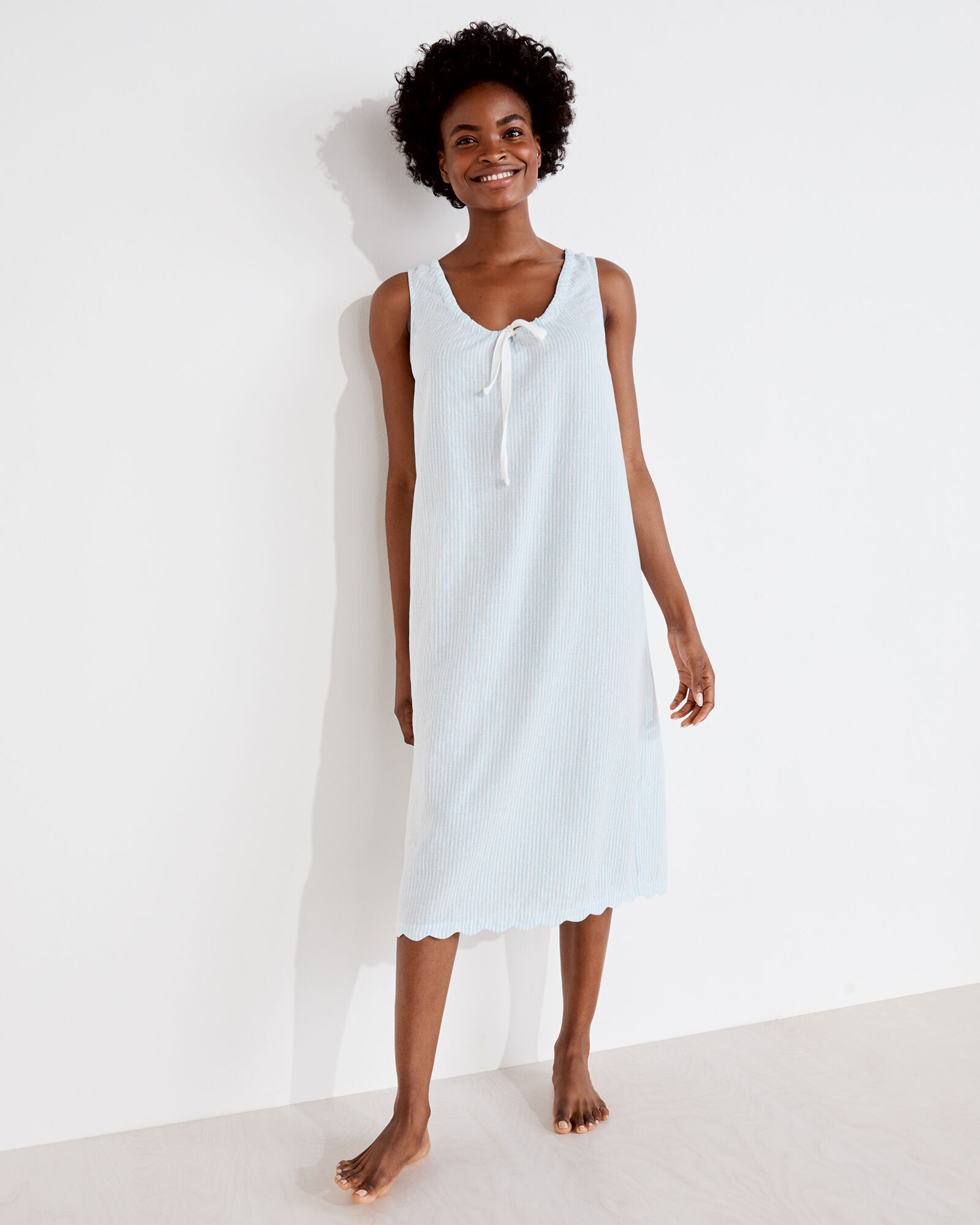 chinese dress ladies Navy Linen Maxi Dress with Button Back