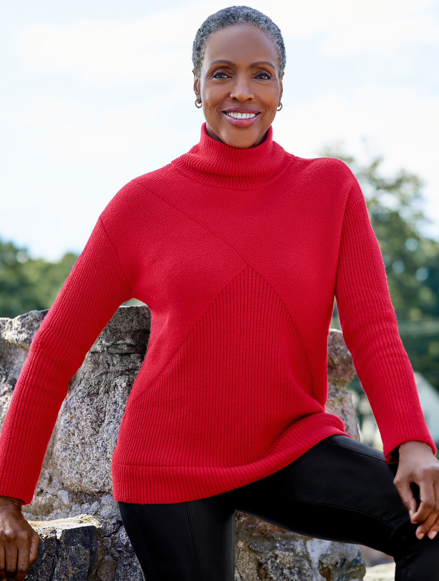 Mixed Stitch Mockneck Sweater