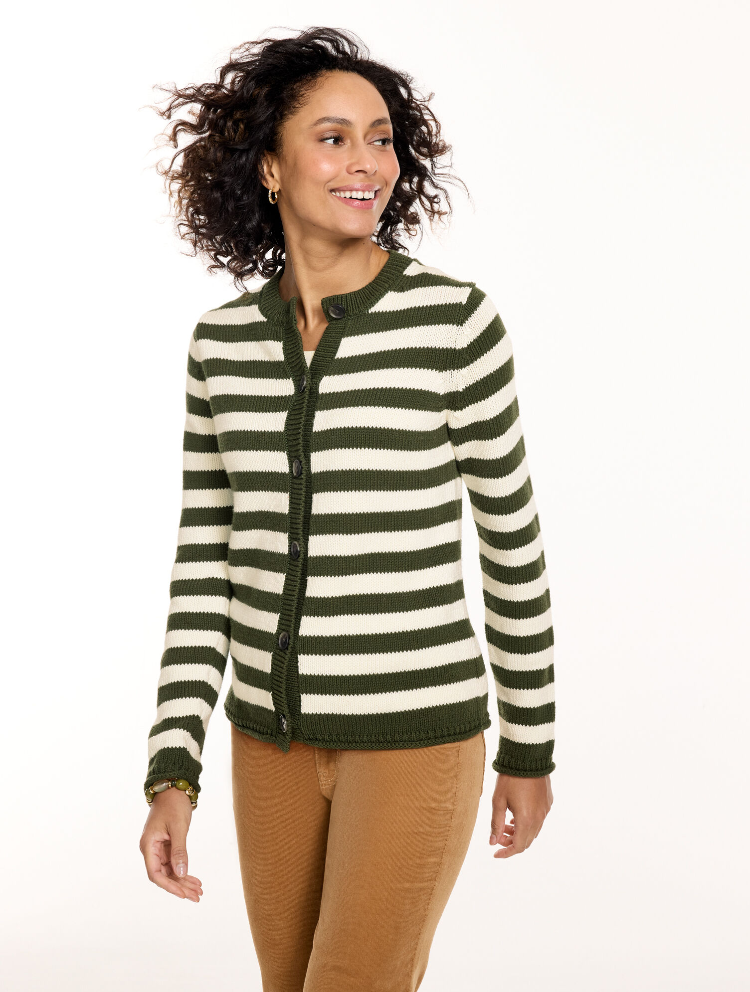 Roll Edge Cardigan - Stripe