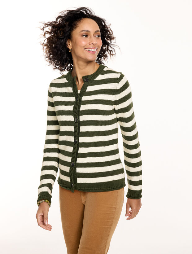 Roll Edge Cardigan - Stripe