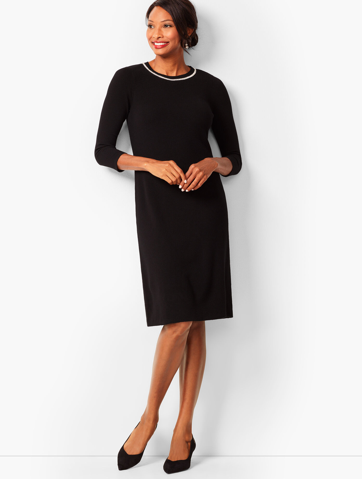 Diamant&eacute;-Trim Sweater Sheath Dress 