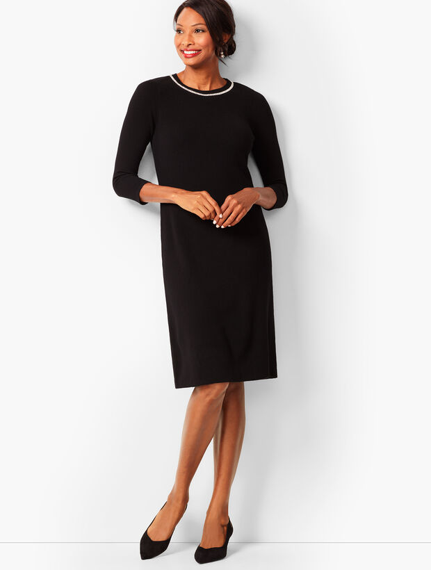 Diamant&eacute;-Trim Sweater Sheath Dress 