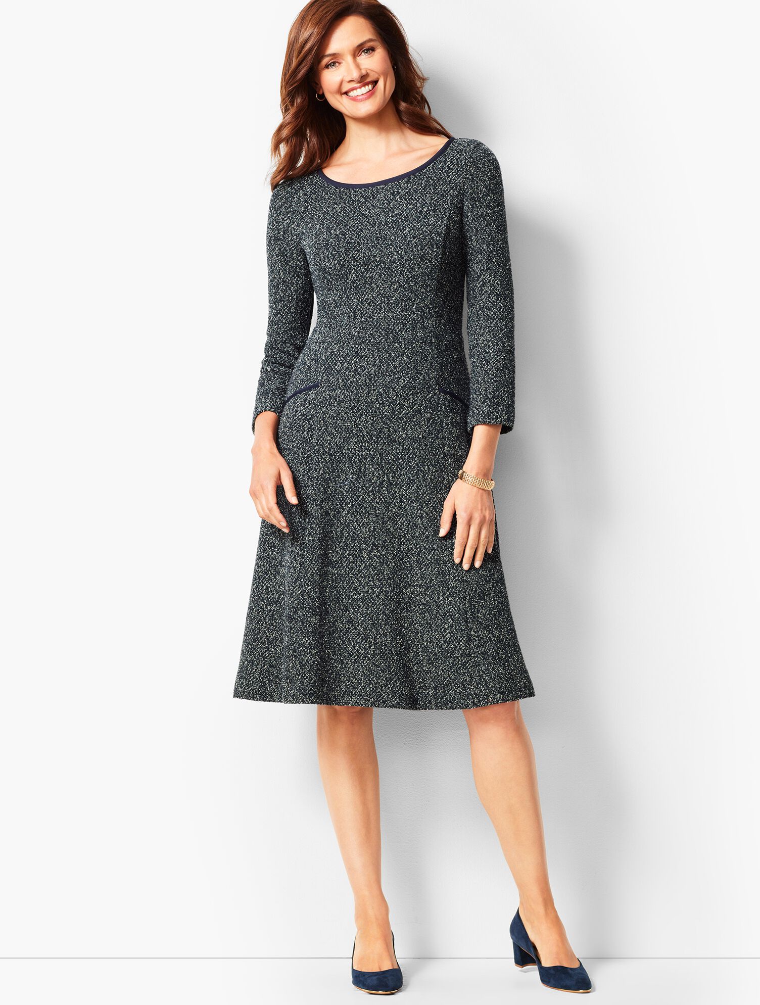 Twisted Boucle Fit & Flare Dress | Talbots